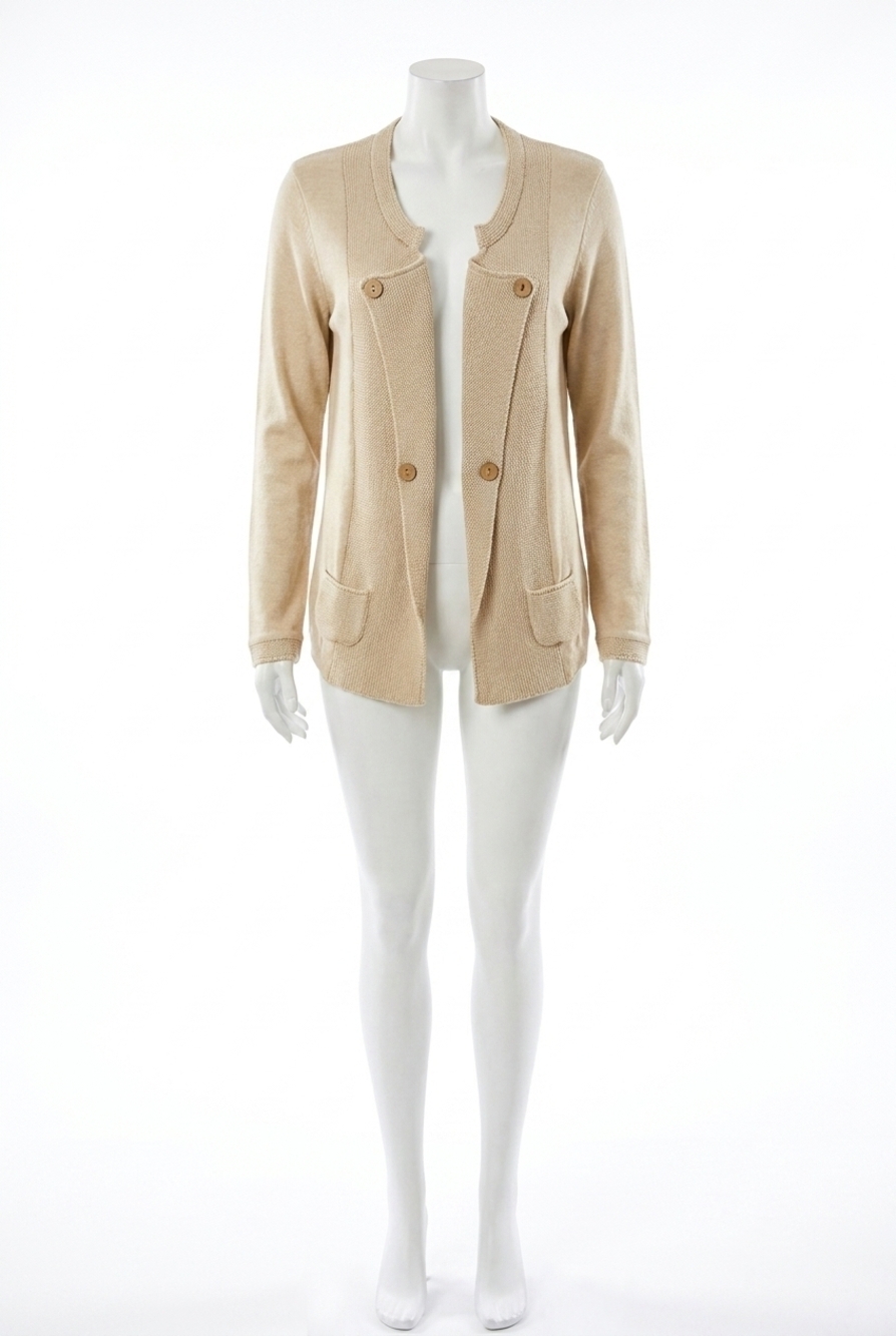 NEW ANGEL buttoned lapel cardigan in sand